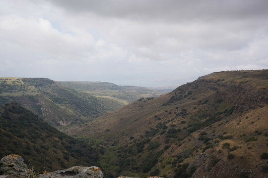 The ruins of Gamla city, located in the Gamla Nature Reserve, Golan Heights, northern Israel