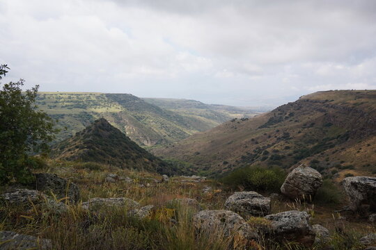 The ruins of Gamla city, located in the Gamla Nature Reserve, Golan Heights, northern Israel