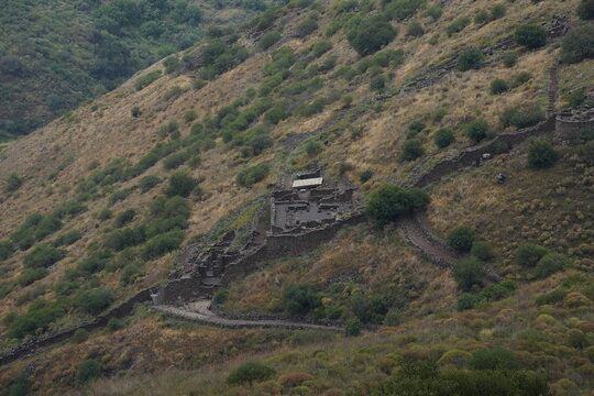 The ruins of Gamla city, located in the Gamla Nature Reserve, Golan Heights, northern Israel