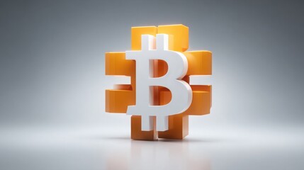 Obraz premium Striking image of a golden bitcoin symbol against a minimalist grid backdrop highlighting digital currency significance