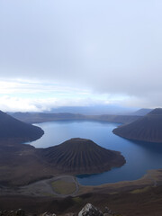 The lake sits between two inactive volcanoes.