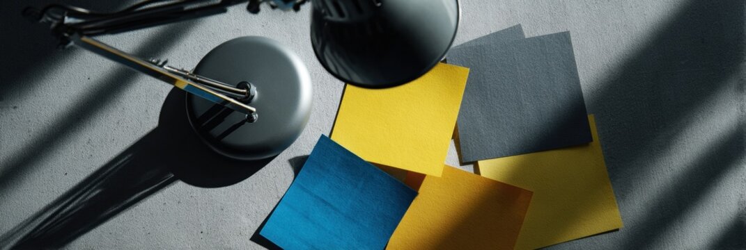 Modern Professional Study Essentials with Sticky Notes on Desk Lamp High-Quality Productivity and Time Management Concept for Educational Content