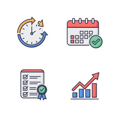 Project Management Icons Time Schedule Checklist Growth