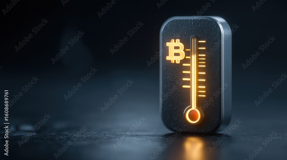 Aufkleber thermometer on table displaying temperature for bitcoin sentiment analysis in cryptocurrency market 