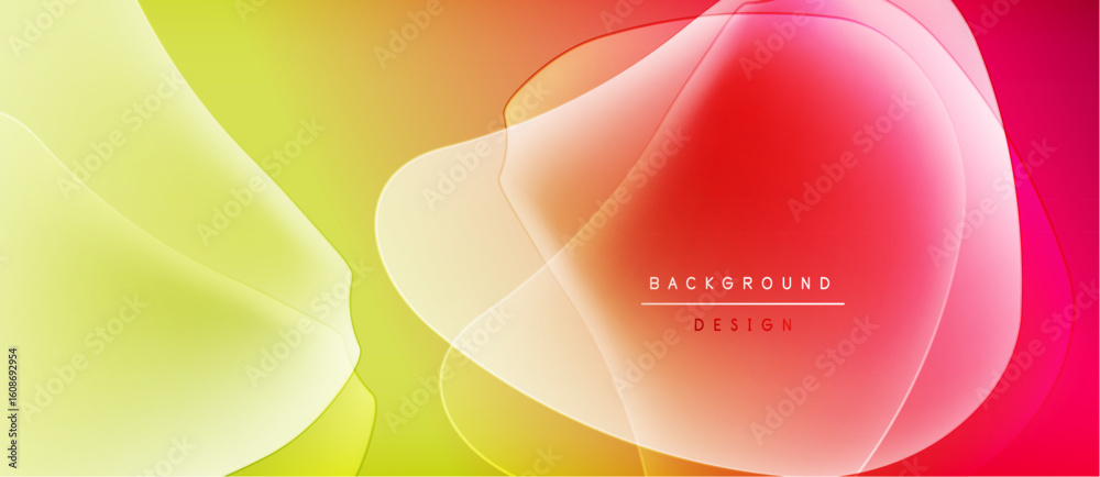 Fototapete Abstract fluid shapes blend vibrant colors. Gradient transitions create dynamic visual effect. Modern design element for backgrounds.