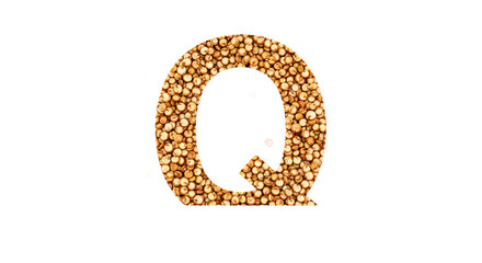 Letter Q Made of Quinoa Seeds on Warm Background png, isolated on transparent background