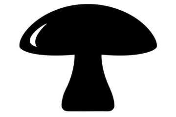 Black mushroom silhouette on white background isolated