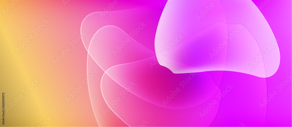 Fototapete Abstract gradients blend, creating soft shapes. Colors transition from yellow to vibrant pinks, offering smooth visual flow.