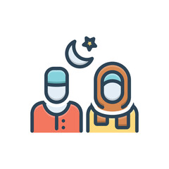 Color illustration icon for muslims