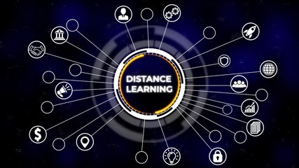 Business, Technology, Internet and network concept. Distance education remote learning e-learning. Hi tech motion graphic background, white flickering dots on background. - Powered by Adobe