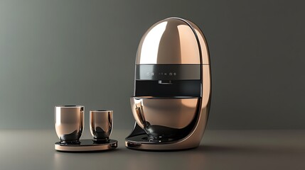 Soft metallic cooking pod with mini hover blender
