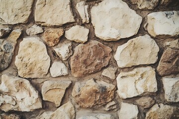 Rustic stone wall surface with visible mortar, warm natural color palette, great for countryside, cafe, or wine themes.