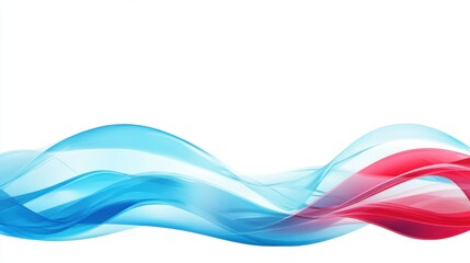 Elegant Flowing Waves in Blue and Red on a Clean Background