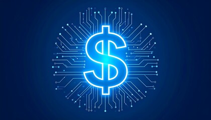 Obraz premium Dollar sign surrounded by glowing circuit board