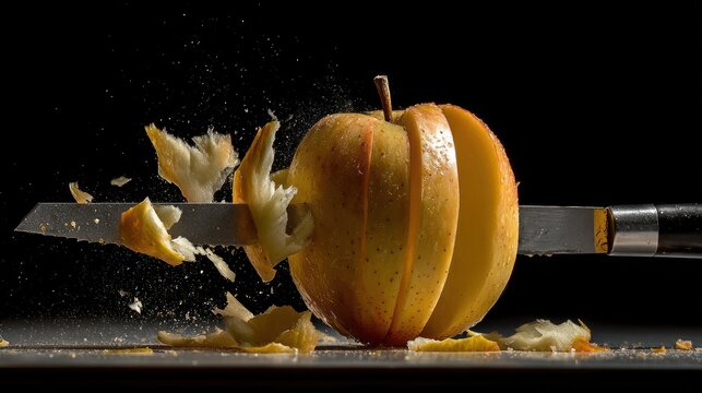 Dynamic Apple Slice: A Culinary Motion Blur Masterpiece