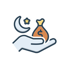 Color illustration icon for zakat