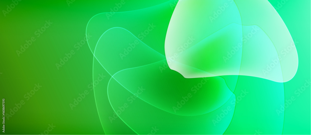 Wall mural abstract green shapes overlap, creating soft gradients. lightness varies across composition, suggest