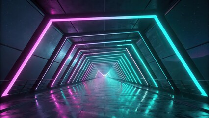 Neon tunnel background wallpaper futuristic abstract glow light corridor space ship interior design