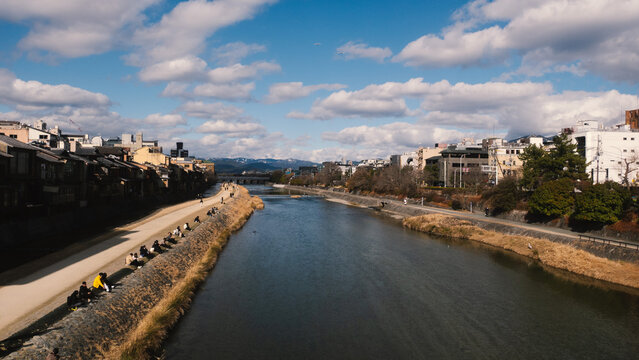 Kamo river in Kyoto, Japan