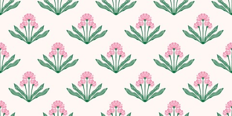 Fototapeta premium Seamless watercolour and unique floral pattern background for covers, notes, banner. Soft backgrounds colour. Watercolour art work. Flower stalk. Colourful flower.