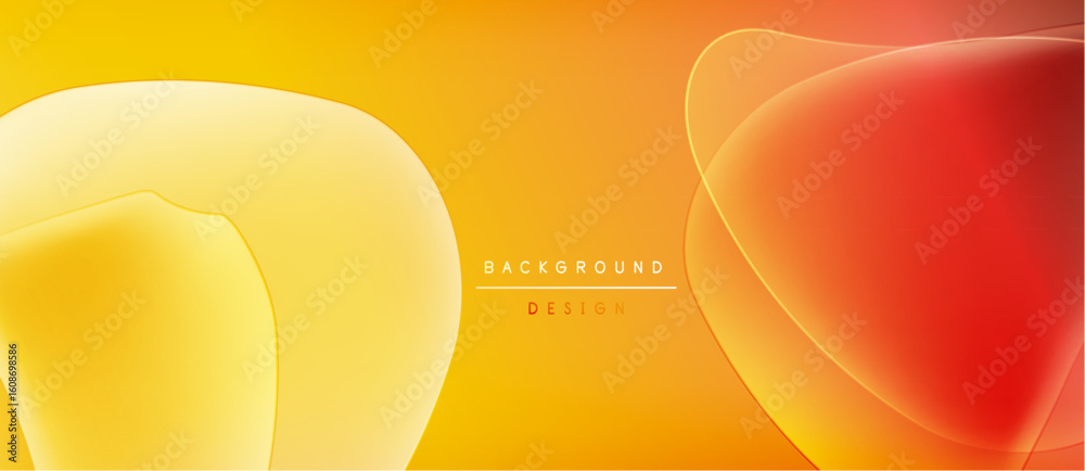 Poster abstract yellow, orange gradients. overlapping shapes create dynamic visual effect. modern design su