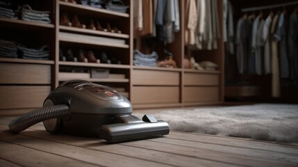 Modern Vacuum Cleaner in a Stylish Walk-in Closet