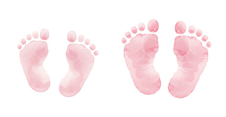 Watercolor Baby Footprint Illustration Cute Pink Footprints Graphic Element