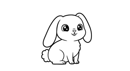 Fototapeta premium Cute rabbit in jungle setting, children’s coloring book illustration with playful and friendly animal design. Perfect for kids to color, learn, and have fun, encouraging creativity and imagination.