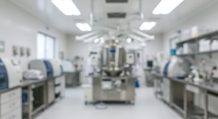 Blurry View Inside a Sterile Laboratory with Modern Equipment