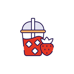 Strawberry Drink icon design with white background stock illustration