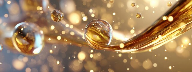 Ethereal Gold Fusion: Enchanting Drops in Motion