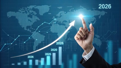Financial growth forecast to year showing business analysis and future trends with global market data