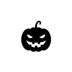 Black halloween pumpkin with scary face illustration silhouette