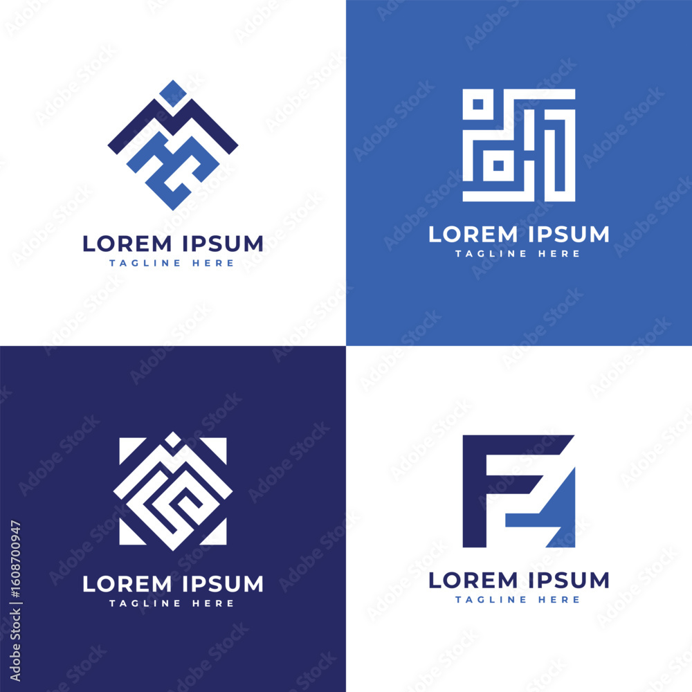 Fototapete abstract square shape unique logo design bundle monogram letter mark initial concept collection mode