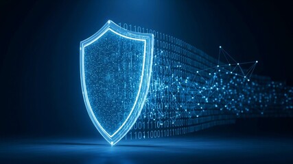 security shield on blue background