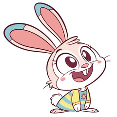 Obraz premium Cute Cartoon Bunny with Hearts Vector Illustration.