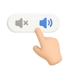 3D Hand Pressing Mute/Unmute Button Interactive Audio Control Design