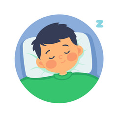 Illustration Of A Child Sleeping On A Bed
