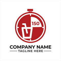Stopwatch and Beverage Glass Logo Design Quick Refreshments and Fast Service in the Food and Beverage Industry