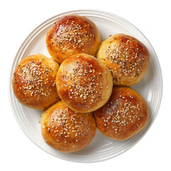 bread rolls on a plate isolated on transparent background png