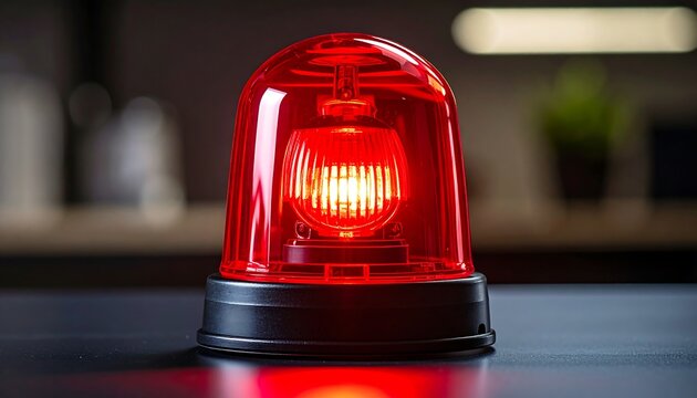 Red emergency light on table