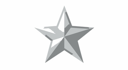 Fototapeta premium Metallic Silver Star with Textured Surface and Five Points Illustration.