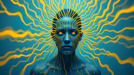 an abstract representation of anxiety with erratic yellow lines