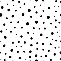 Black Polka Dot Pattern on White Background | Seamless Vector Design