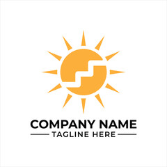 Sun and Stairs Logo Design Creative and Positive Company Identity for Growth Oriented Businesses