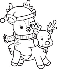 Cute Deer icon. Funny baby Deer animal series stock illustration. Life of fluffy Deer designs. Coloring pages of cute deer icon.
