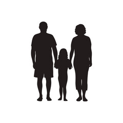 Familly silhouette, parent's silhouette, father mother son silhouette