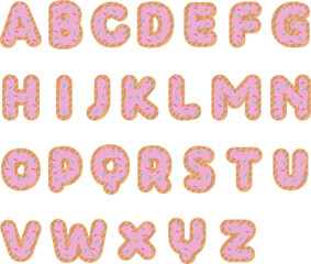 スプレーチョコの乗ったクッキー風のアルファベットセット・イチゴ