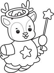 Cute Deer icon. Funny baby Deer animal series stock illustration. Life of fluffy Deer designs. Coloring pages of cute deer icon.
