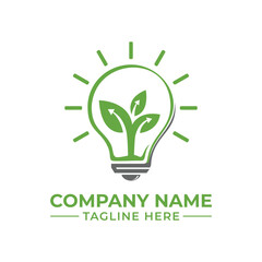 Eco Friendly Innovation Logo with Lightbulb and Growing Plants Symbolizing Sustainable Solutions and Environmental Consciousness